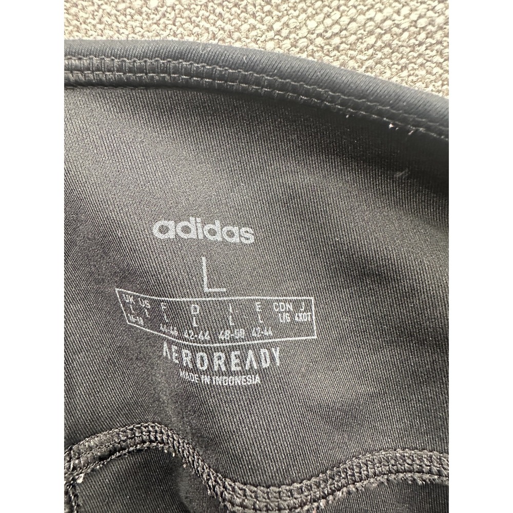 Adidas Aeroready Leggings Womens Large Black 3 Stripes High Rise Athleisure Yoga - Picture 16 of 16